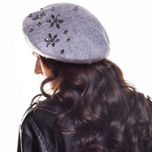 NWOT BUNDLE of 2 Warm Beret Hats with Rhinestones